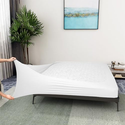 ALYVIA SPRING Twin Box Spring Cover Jersey Knit Stretchy, White