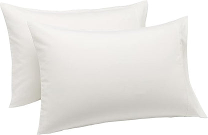 Amazon Basics Standard Pillowcases Set of 2 - Lightweight, Super Soft Easy Care Microfiber, Cream, 30" L x 20" W, Pillows Not Included