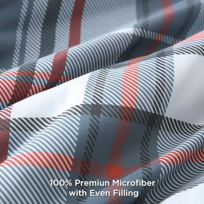 Andency Navy Plaid Comforter Set Full, Gingham Checkered Grid Bedding Set