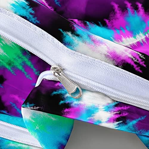 Queen Purple Teal Spiral Tie Dye Duvet Cover Set with 2 Shams