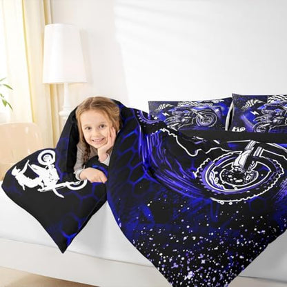 Feelyou Dirt Bike Comforter Set for Kids Boys Girls Queen Size