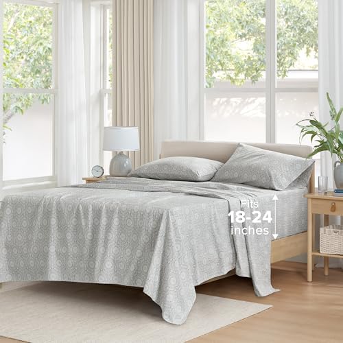 Comfort Spaces 100% Cotton Percale Sheets King Extra Deep Pocket 4 Piece