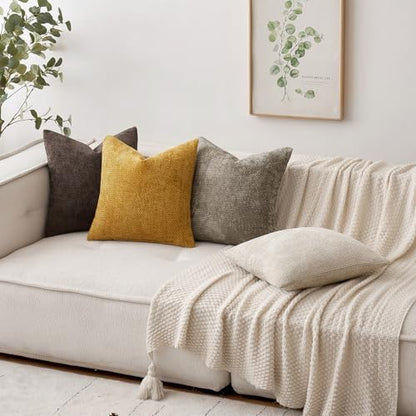 MIULEE Decorative Couch Throw Pillow Covers 16x16 in Mustard Yellow 2 Pack