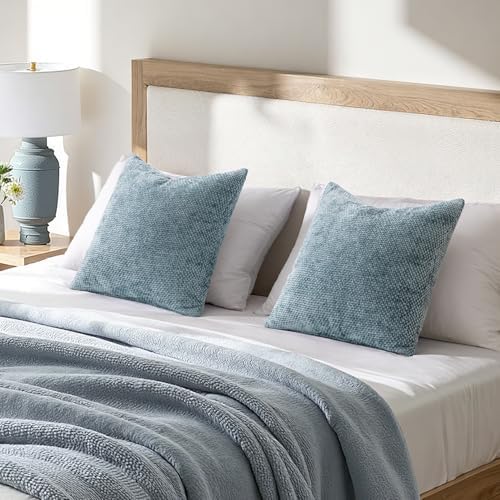 MIULEE Decorative Coastal Blue Euro Sham Pillow Covers 24x24 Inch 2 Pack