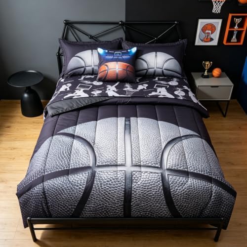 ADASMILE A & S Basketball Bedding Twin for Boys 6 Piece 3D Sports Comforter