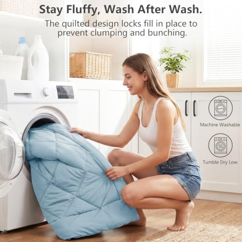 CozyLux Twin XL Comforter Set 68"x88" Light Blue - 5 Piece Bed in a Bag