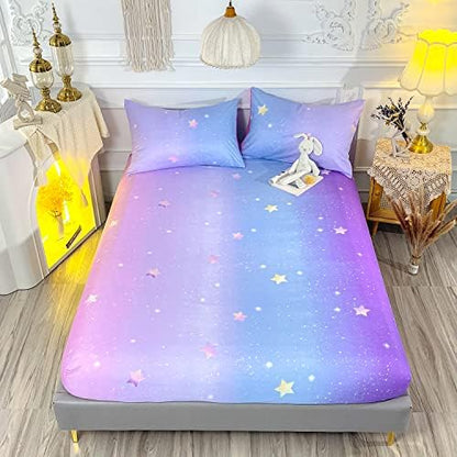 HOSIMA Colorful Rainbow Bedding Sets Full,1 Fitted Sheet+2 Pillowcases.