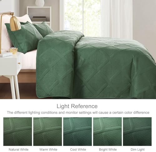 Exclusivo Mezcla 3-Piece Soft Quilt King Size Bedding Set, Olive Green
