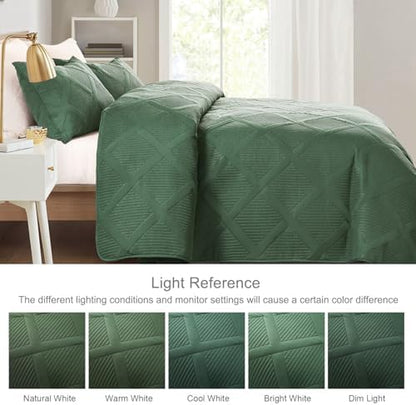 Exclusivo Mezcla 3-Piece Soft Quilt King Size Bedding Set, Olive Green
