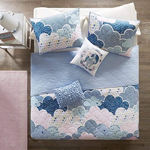 Intelligent Design Kids Cotton Playful Blue Queen Quilt Set, 5pc