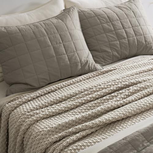 EVERGRACEHOME Chunky Chenille Knit Throw Blanket, 108x92, Warm Gray