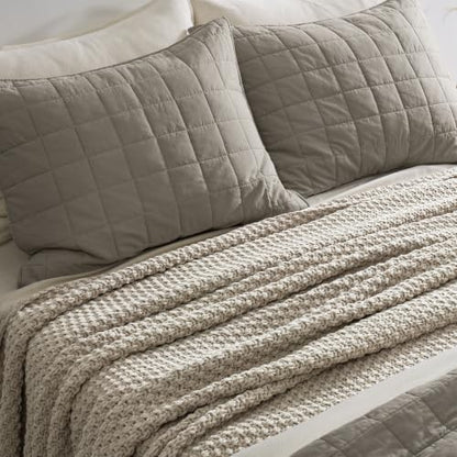 EVERGRACEHOME Chunky Chenille Knit Throw Blanket, 108x92, Warm Gray