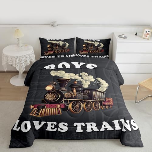 Feelyou Boys Vintage Train Comforter Set Twin Size