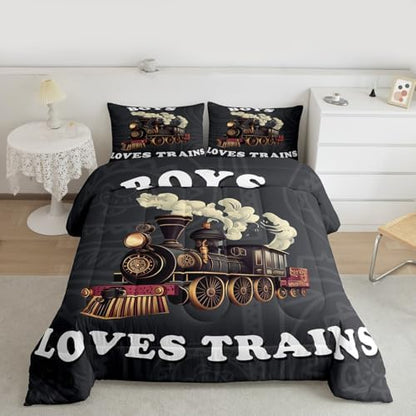 Feelyou Boys Vintage Train Comforter Set Twin Size