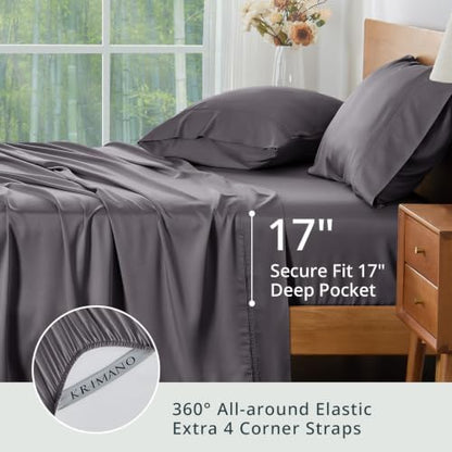 Bamboo Viscose Sheet Set Queen Size, Cooling Sheets Bed Set 4pcs