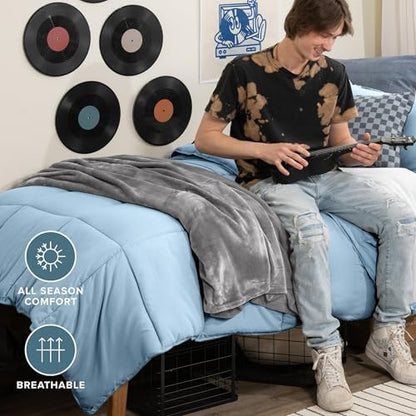 Bare Home Comforter Set - 1800 Ultra Soft (Twin/Twin XL, Light Blue)