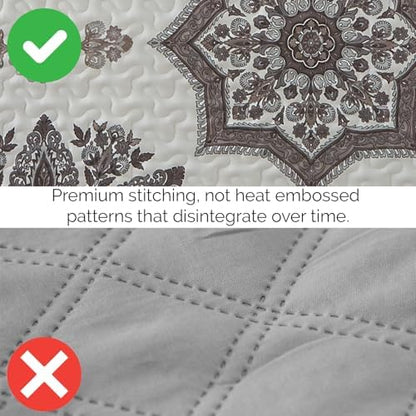 Twin Daybed Quilt Set, 6-Piece Quilt Bedding Cover, Shams, bed skirt, Grey