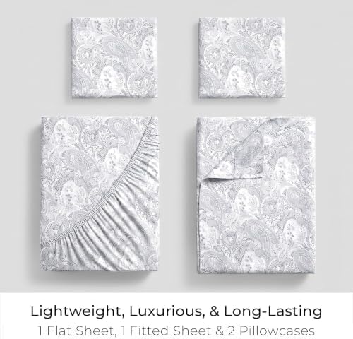 Mellanni Iconic 4-Piece, Ultra Soft Sheet Set (Full, Paisley Gray)