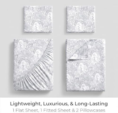 Mellanni Iconic 4-Piece, Ultra Soft Sheet Set (Full, Paisley Gray)