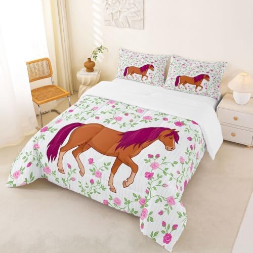 Feelyou Girls Horse Comforter Comforter Set King Size for King Baby