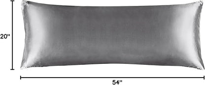 BEDELITE Satin Body Pillow Cover, Super Soft and Cooling Body Pillow Pillowcase for Hair and Skin, Breathable Silky Full Long Pillowcase Cover(20"x54", Dark Grey)
