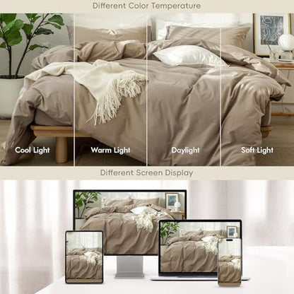 MooMee Duvet Cover Set 100% Washed Cotton Linen Like Super King