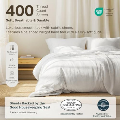 California Design Den 100% Cotton Sateen Full Bed Sheets Set, Cobalt Blue