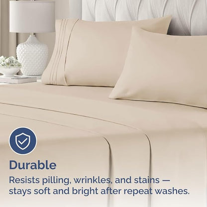 King Standard Pillow Cases Set of 4 - Soft Hotel Quality Pillowcase Covers - Comfy Bedding for Women, Men, Kids & Teens - Machine Washable Pillow Protectors - 4 Piece Set - King Standard Size Wheat