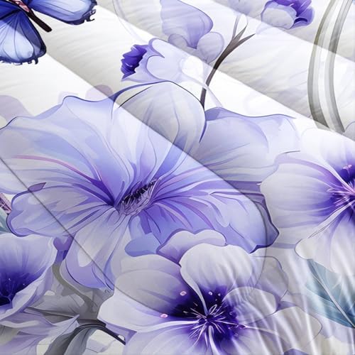 Beautiful Butterfly Comforter Set Queen Size,Romantic Eiffel Tower Printed Comforter Bedding Sets for Girls Women Room Paris Decor,Fantasy Floral Bedding Sets with 2 Pillowcases.