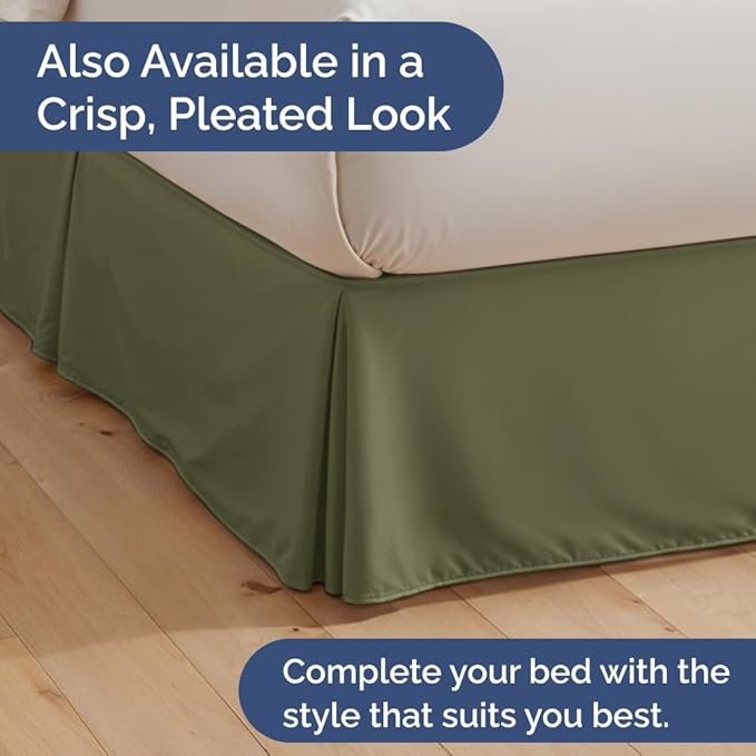 Bedskirt Queen Size Ruffle - 18 inch Drop Dust Ruffle Bed Skirt with Platform - Soft, Easy Fit, Premium Hotel Quality - Wrinkle, Fade & Shrink Resistant - for Women, Men, Kids and Teens - Sage Green