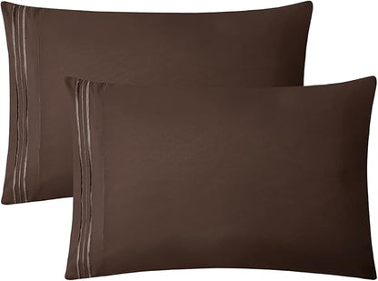 Clara Clark Bed Sheets, Premier 1800 Series 4 Piece Bed Sheet Set, Deep Pocket, Wrinkle, Fade, Stain Resistant, Luxury Soft Bedding Sheets & Pillowcases, Twin, Chocolate Brown