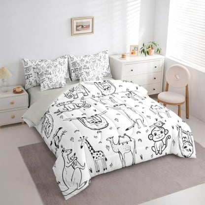 Erosebridal Cartoon Animals Queen Comforter Set 7 Piece