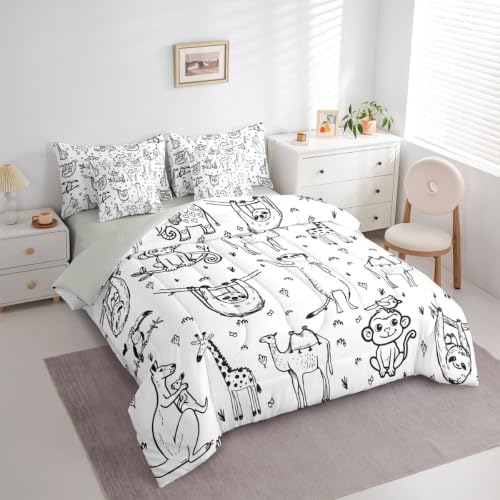 Erosebridal Cartoon Animals 7 Piece Bed in A Bag King