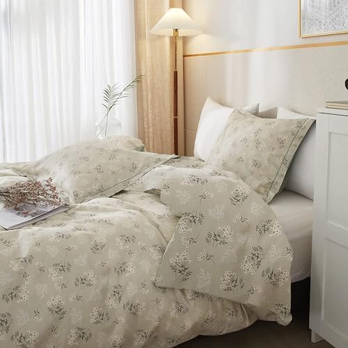 Vintage Floral Comforter Set Twin XL Garden Style Flower Leaves Boho Floral Bedding Comforter Fluffy Soft Cottagecore Bedding Set Lightweight Botanical Comforter Set with 2 Pillowcases for All Season