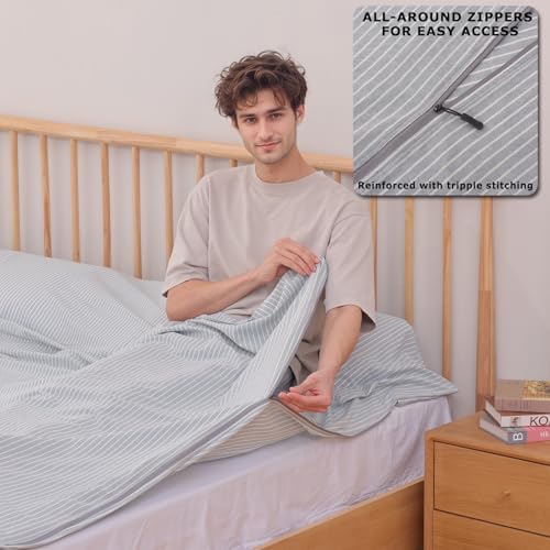100% Cotton Sleeping Bag Liner with Full Length Zipper on 3 Sides; Single/Double Adult Sleep Sack for Travel & Camping, Multifunctional Travel Sheets (Unzipped 87”x87”) for Hotel, Lightweight