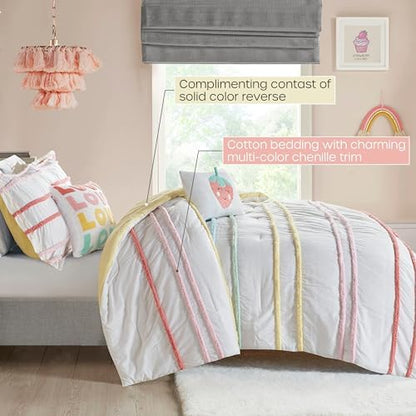 Intelligent Design Kids Stripes White Twin Cotton Comforter Set, 4pc
