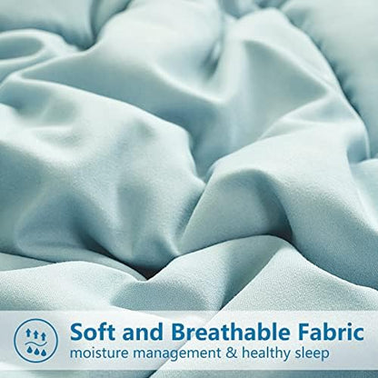 EASELAND Full Size Down Alternative Comforter, Aqua, 82x86 Inches