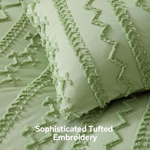 BEDELITE Twin XL Comforter Set 5 Pieces,Boho Bed in a Bag,Sage Green