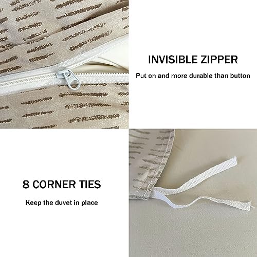 NSNLGSGC Beige Boho Duvet Cover King, Vintage Striped Comforter Cover Set, Bohemian Bedding Cover Set(3 Pieces, King)