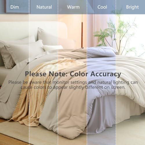 CozyLux California King Comforter Set Beige, 7 Pieces Bed in a Bag