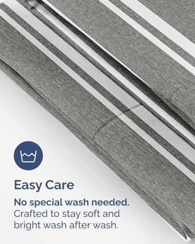 Queen Pillow Cases Set of 6 - Ultra Soft Pillowcase Covers - Grey Stripes