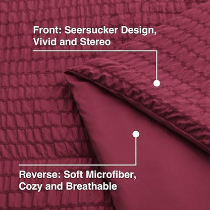 Love's cabin Seersucker Burgundy California King Comforter Set