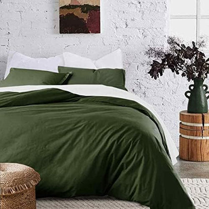 California King Size Comforter Set 3 Piece, Dark Olive Green