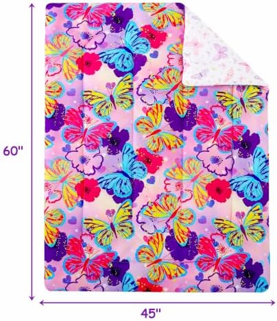 Mooreeke Toddler Bedding Sets for Girls,4 Pieces Butterfly Flowers Printed