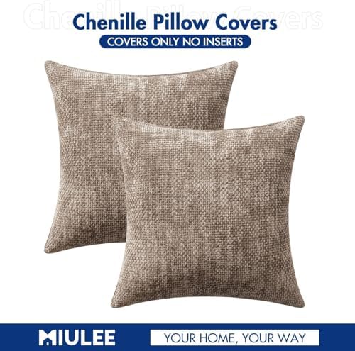 MIULEE Decorative Couch Throw Pillow Covers 22x22 Inch Light Khaki 2 Pack