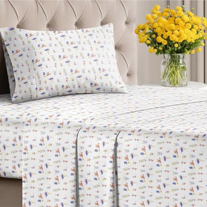Twin XL 3 Piece Floral Sheet Set - Soft, Breathable & Cooling - Calico