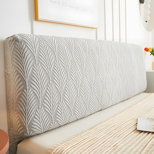 EFELIM Stretch Headboard Covers for Queen Cal King Size Bed Headboard Slipcover, Jacquard Bed Head Cover Dustproof Protector Cover for Bedroom Décor (Light Gray,Cal King:70.8in)