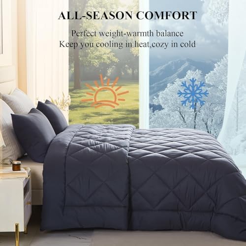 MIOTO 128x120 Oversized King Comforter, Extra Large King Size Comforter Oversized, All Season Soft Lightweight Quilt Down Alternative Duvet Insert with 8 Corner Tabs, Grey