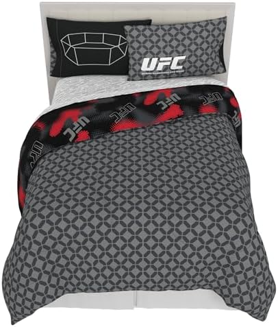 UFC Fight Night Bedding Set, Queen Size 7 Piece Set Super Soft Cozy Reversible Comforter and Sheet Set with Sham, (100% Officially Licensed Product) by Franco