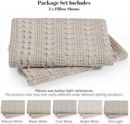 PHF Cotton Waffle Weave Euro Sham Covers 26" x 26", Pearl Gray, No Insert